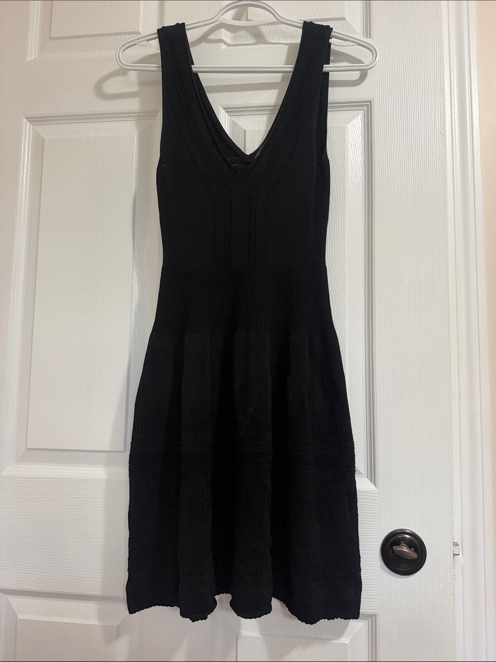 Armani Exchange Black V-Neck Knit A-Line Dress